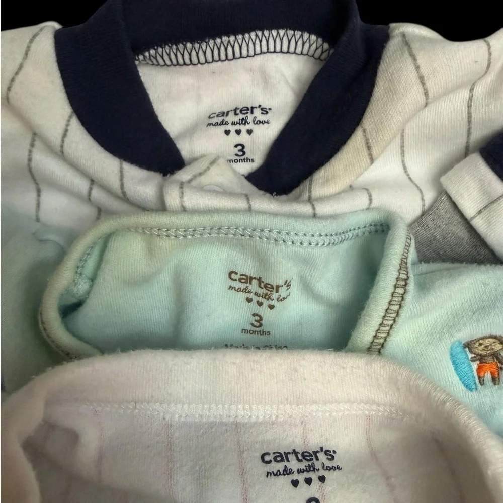 Carter's All Star and Animal Print Footies - Red, Blue, White